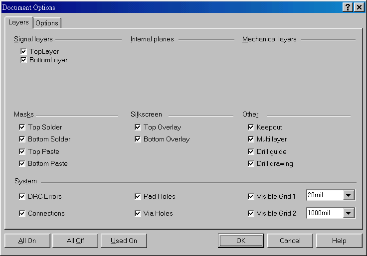 在主功能列，Design >> Option，打開Document Option設(shè)置環(huán)境