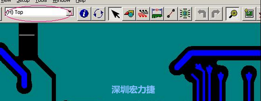 如果圖形像下圖一樣無法顯示鉆孔，只須圖（186）將紅色圈住的活動層改為當(dāng)前顯示層即可。