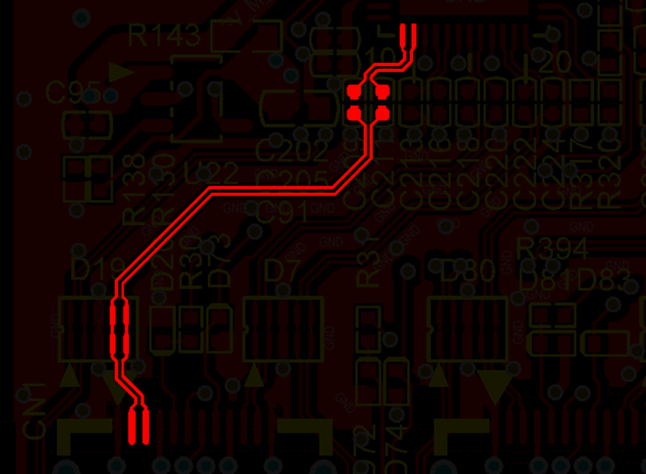 差分線盡量走等長(zhǎng)線、等距，避免時(shí)序偏差及共模干擾